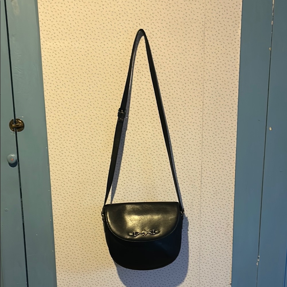 Etienne Aigner Black Crescent Leather Crossbody Bag